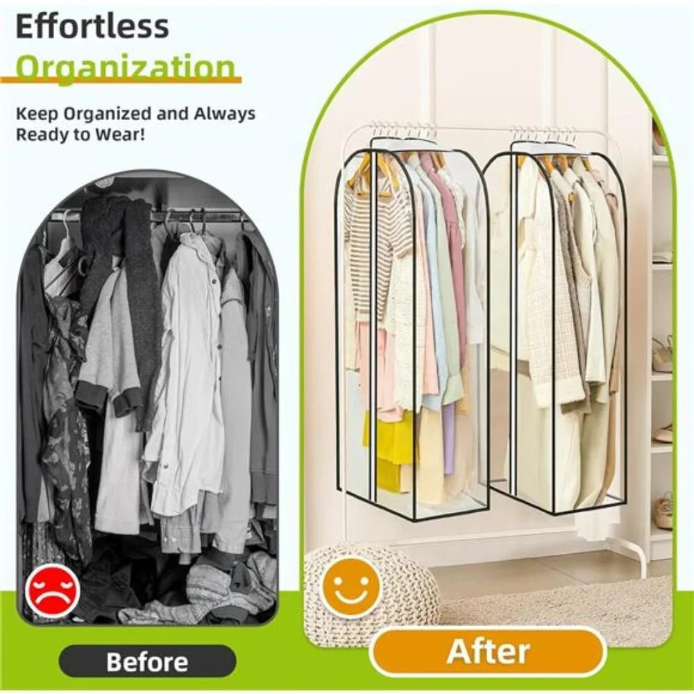 Clear Garment Bags 6 Pack Clothes Storage Dustproof Zipper Closet Coat Dress Sui
